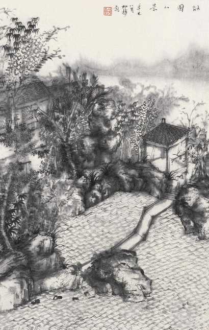何加林 故园小景 立轴